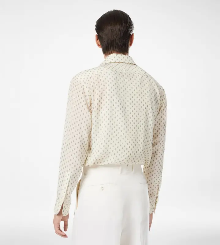 CREPE DE CHINE PAISLEY PRINT FLUID FIT SHIRT WHITE & BLUE online
